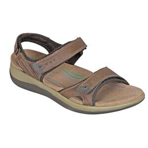 Orthofeet Malibu Brown Sandals Cushioned Insole Adjustable Velcro Straps 8.5